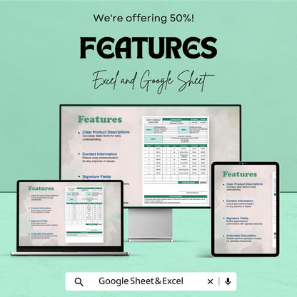 Software Purchase Order Form Sheet for Excel & Google Sheets | Efficient Order Management Template | Track Software Purchases with Ease