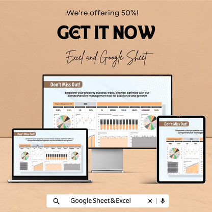 Property Management KPI Dashboard | Excel & Google Sheets | Real Estate Tracker | Rental Income Report | Occupancy Rate Analyzer