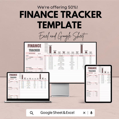 Finance Tracker Template | Budget Planner Spreadsheet | Income and Expense Tracker | Monthly Budget Planner | Personal Finance Organizer
