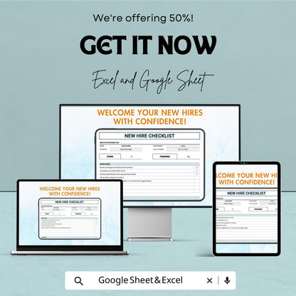 New Hire Checklist Sheet | Employee Onboarding Excel and Google Sheet Template | Task Management & Documentation