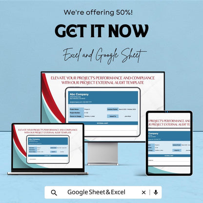 Project External Audit Sheet for Excel and Google Sheets - Streamline Your Project Compliance & Performance Tracking