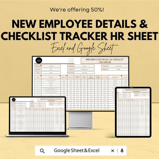 New Employee Details and Checklist Tracker | HR Management Template | Google Sheet & Excel Spreadsheet | Onboarding Tracker