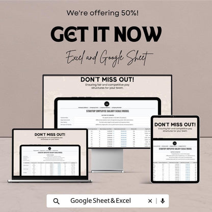 Startup Salary Scale Template | Employee Compensation Model | Salary Structure Spreadsheet | Payroll Planning Tool