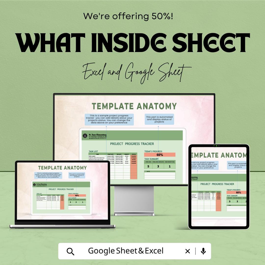 Project Progress Tracker Template | Task Tracker Spreadsheet | Project Management Dashboard | Work Planner