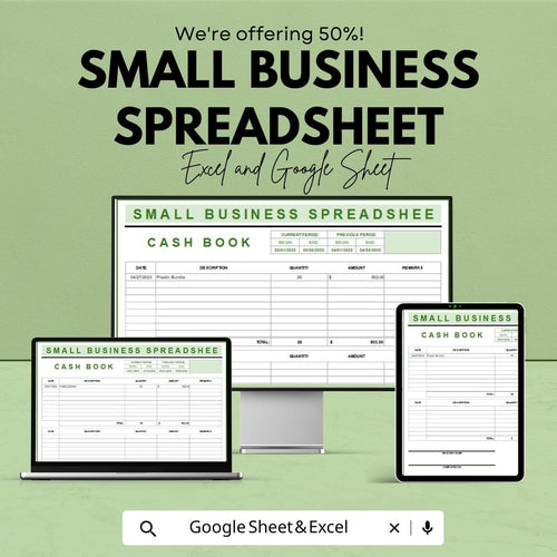 Small Business Spreadsheet Template | Cash Book for Income and Expenses | Excel & Google Sheets | Business Tracker | Digital Download