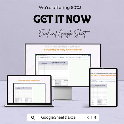 Blank Calculator Sheet | Excel & Google Sheets | Customizable Business Calculator Template | Expense and Cost Tracking Tool
