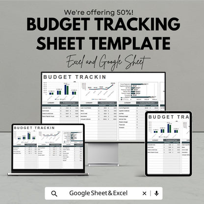 Budget Tracking Sheet Template | Expense Tracker Spreadsheet | Monthly Budget Planner | Excel & Google Sheets