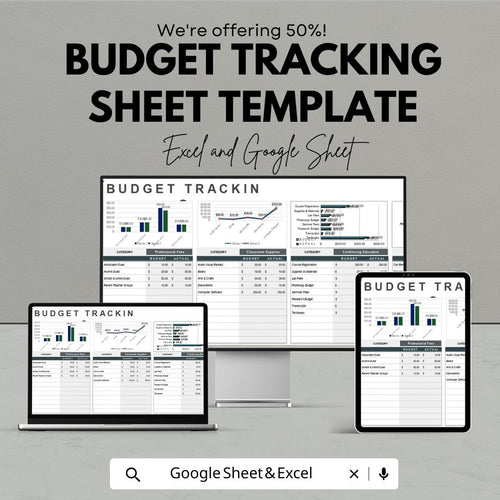 Budget Tracking Sheet Template | Expense Tracker Spreadsheet | Monthly Budget Planner | Excel & Google Sheets