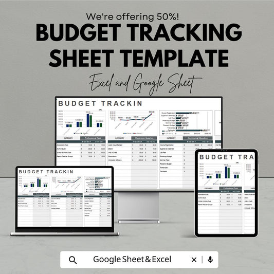 Budget Tracking Sheet Template | Expense Tracker Spreadsheet | Monthly Budget Planner | Excel & Google Sheets