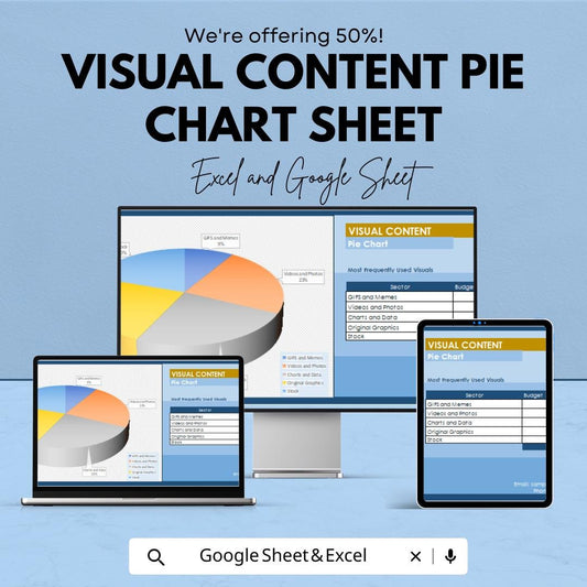 Visual Content Pie Chart Sheet - Excel & Google Sheet Template - Content Strategy Tracker - Customizable Pie Chart - Visual Content Analysis