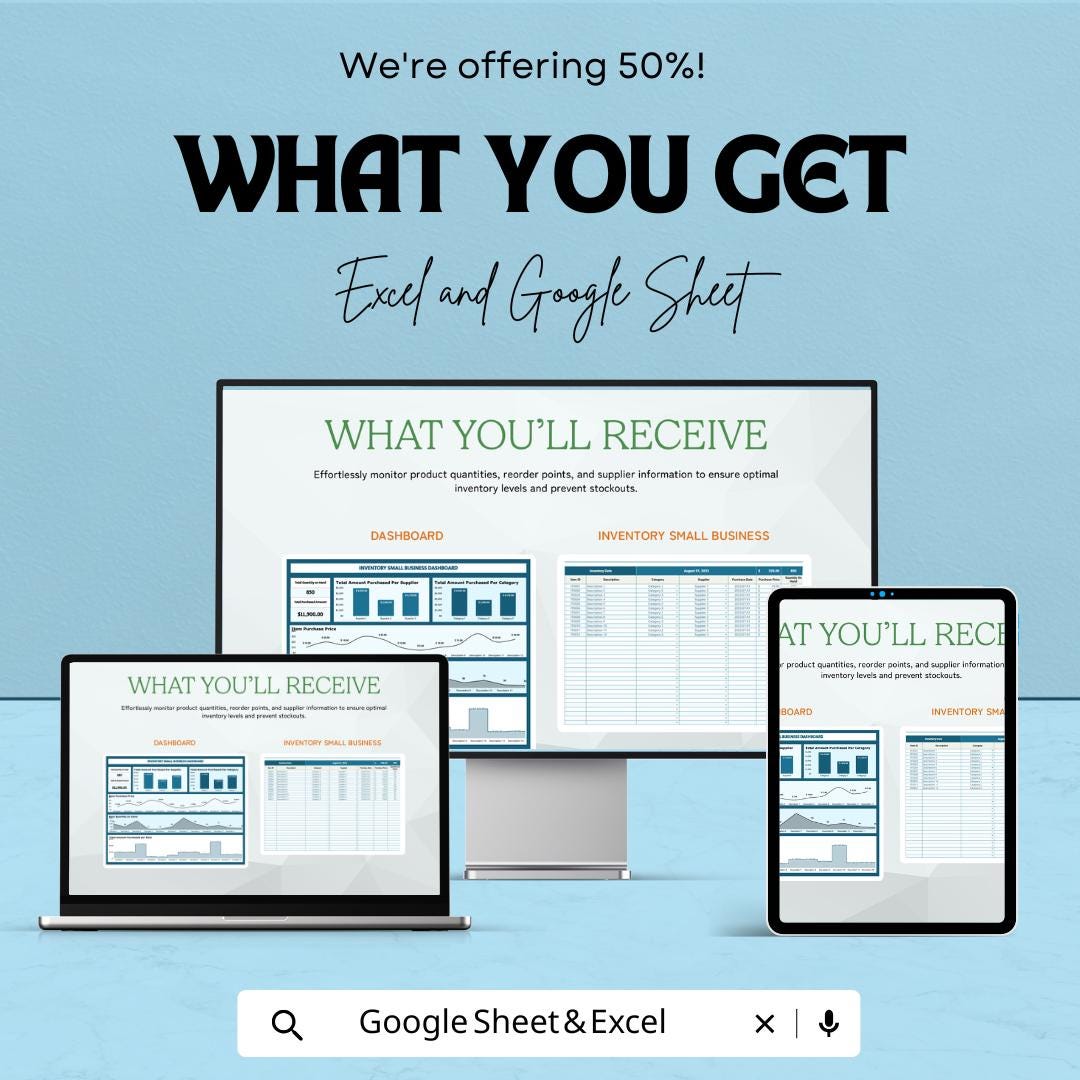 Inventory Management Sheet for Small Business | Excel and Google Sheet Template
