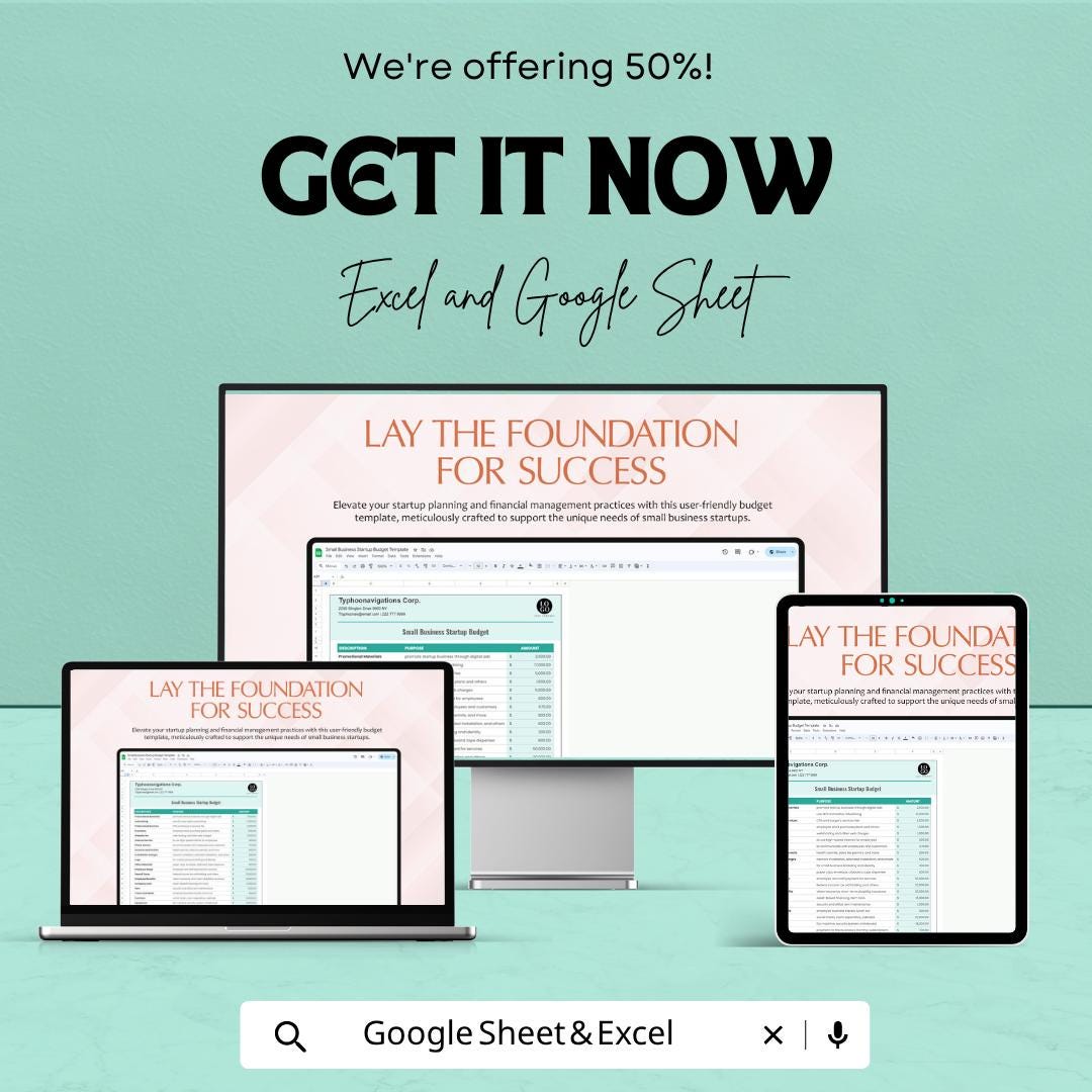 Small Business Startup Budget Template | Startup Budget Spreadsheet | Business Budget Planner | Excel & Google Sheets |
