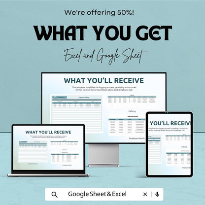 Employee Call Log Template | HR Communication Tracker | Staff Call Record Sheet | Excel & Google Sheets | Employee Interaction Log