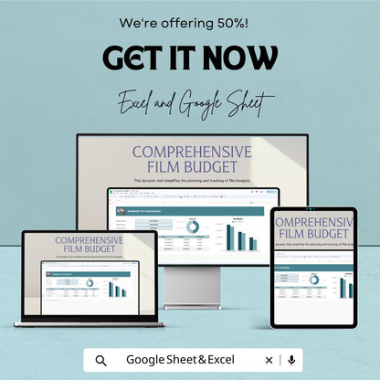 Film Budget Template | Excel & Google Sheets | Movie Production Budget | Film Expense Tracker | Indie Film Budget Planner