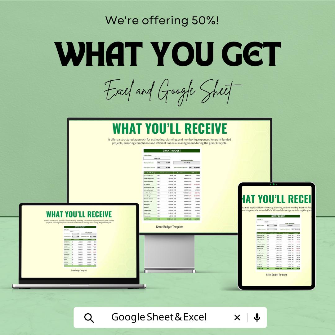 Grant Budget Template | Grant Proposal Budget Spreadsheet | Nonprofit Budget Planner | Funding Expense Tracker