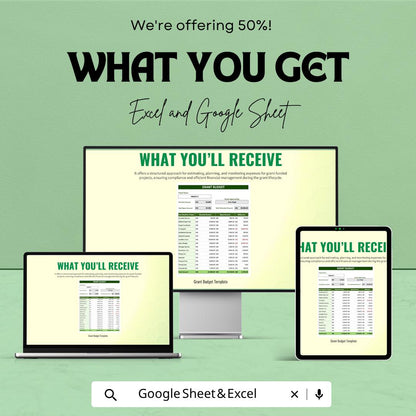 Grant Budget Template | Grant Proposal Budget Spreadsheet | Nonprofit Budget Planner | Funding Expense Tracker