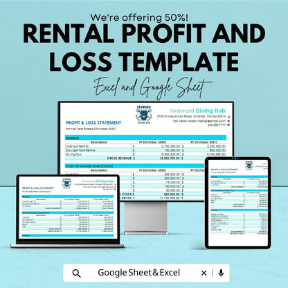 Rental Profit and Loss Template for Excel & Google Sheets | Property Income Expense Tracker | Real Estate PL Statement