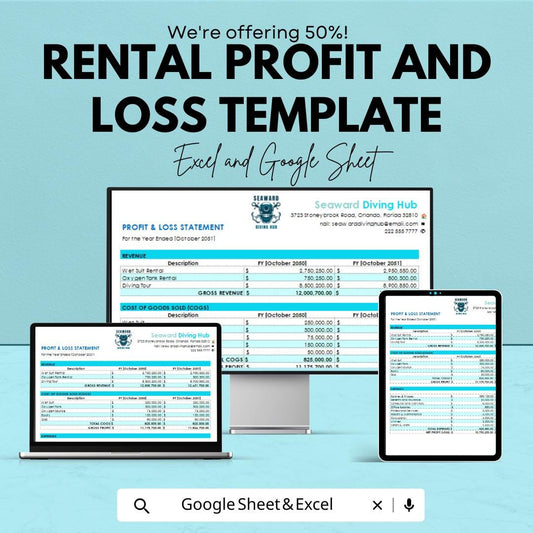 Rental Profit and Loss Template for Excel & Google Sheets | Property Income Expense Tracker | Real Estate PL Statement