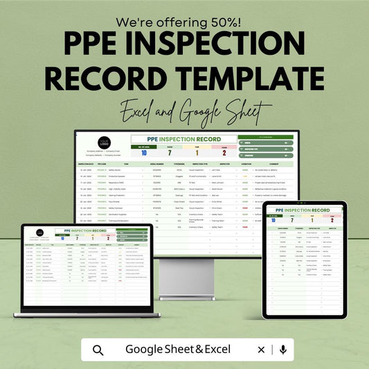 PPE Inspection Record Template | Safety Equipment Inspection Log | PPE Maintenance Tracker | Workplace Safety Compliance Sheet