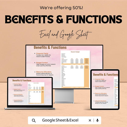 Research Budget Template Excel Google Sheets | Project Budget Planner | Grant Budget Tracker | Academic Budget Spreadsheet | Expense Tracker