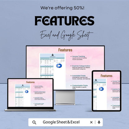 Monthly Budget Spreadsheet Template | Income & Expense Tracker | Financial Planner | Budget Template