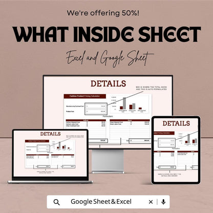 Fashion Pricing Calculator Excel | Product Cost Calculator | Clothing Pricing Template | Garment Cost Sheet | Profit Margin Calculator