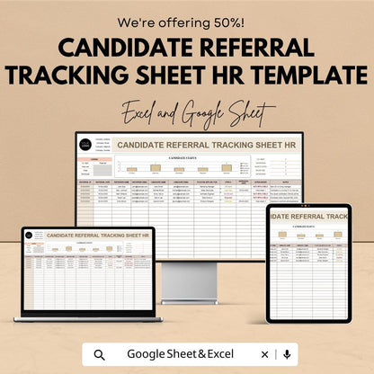 Candidate Referral Tracking Sheet HR Template | Employee Referral Program Tracker | Recruitment Pipeline Spreadsheet