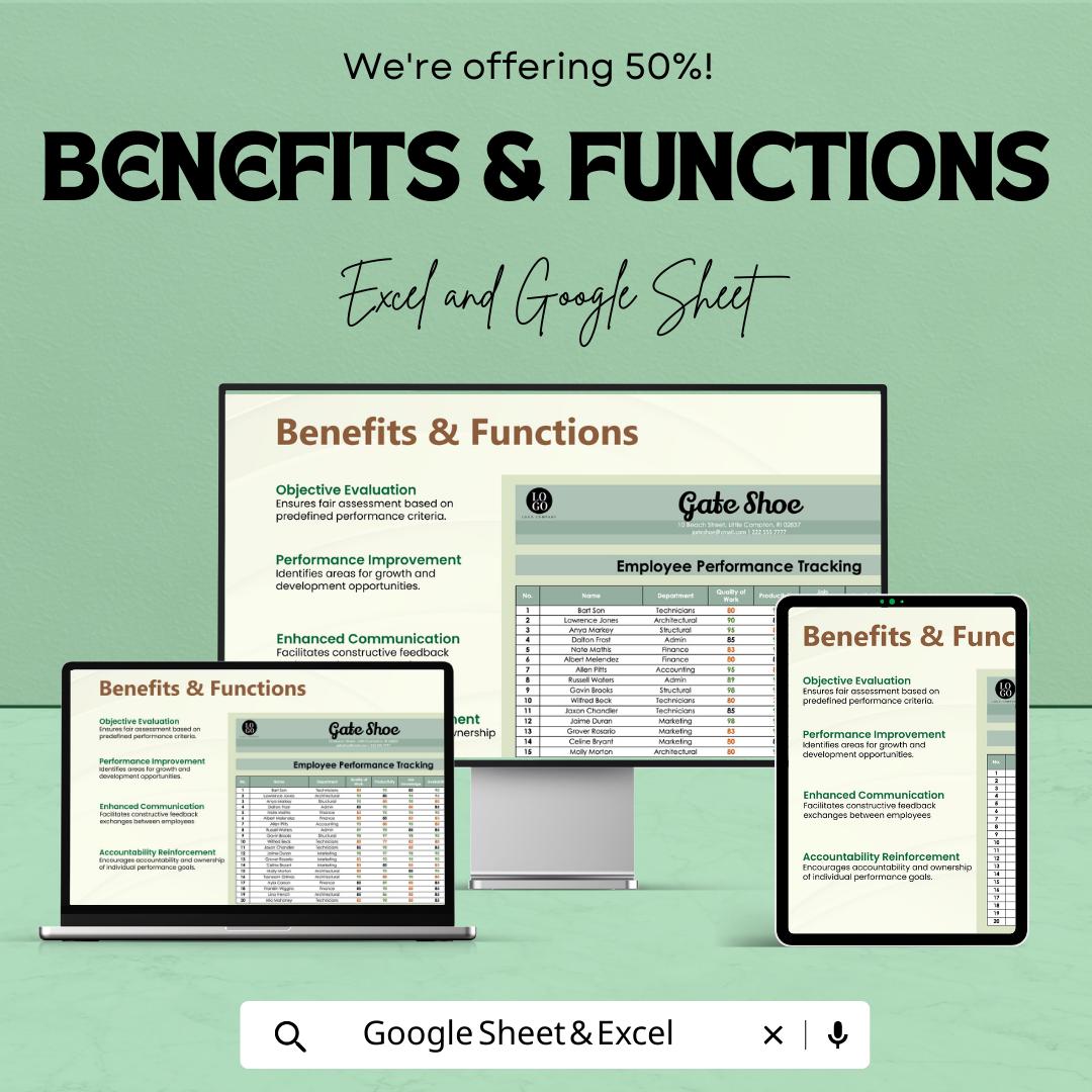 Employee Performance Tracker Template | Staff Performance Review Spreadsheet | HR Performance Evaluation Sheet |  Employee Tracker