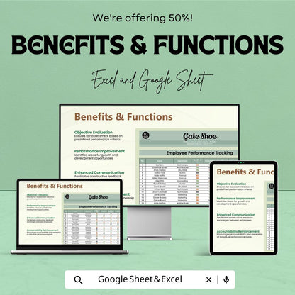Employee Performance Tracker Template | Staff Performance Review Spreadsheet | HR Performance Evaluation Sheet |  Employee Tracker