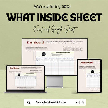 Offer Acceptance Rate Tracker HR Template | Recruitment Analytics Dashboard | Hiring KPI Spreadsheet | Candidate Tracking Tool