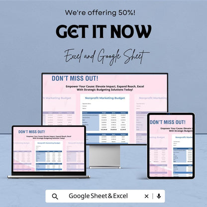 Non-Profit Marketing Budget Template | Nonprofit Budget Planner | Marketing Expense Tracker | Excel & Google Sheets Template |