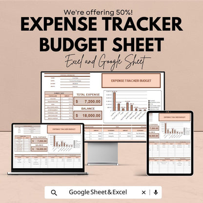 Expense Tracker Budget Sheet | Excel and Google Sheet Template | Budgeting Tool for Personal & Business Finances