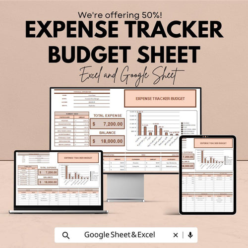 Expense Tracker Budget Sheet | Excel and Google Sheet Template | Budgeting Tool for Personal & Business Finances