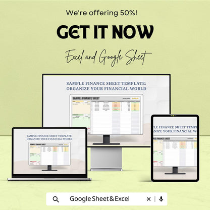 Sample Finance Sheet | Budget and Expense Tracker | Income and Spending Sheet for Personal & Business | Excel and Google Sheets |
