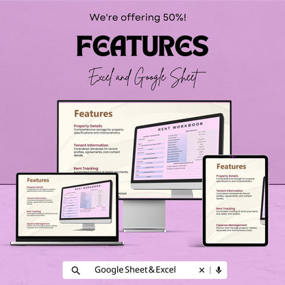 Rent Workbook Template | Excel and Google Sheets | Rental Property Tracker | Tenant Management Sheet | Lease Tracker | Editable Rent Log