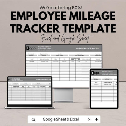 Employee Mileage Tracker Template Excel Google Sheets, Business Mileage Log Spreadsheet, Mileage Reimbursement Tracker, Travel Log Book