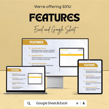 Weekly Schedule Sheet – Excel & Google Sheet Template | Employee and Task Planner | 50% Off