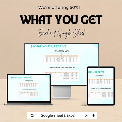 Startup Employee Training Log Template | Excel & Google Sheets | Employee Training Tracker | HR Training Record | Staff Training Log