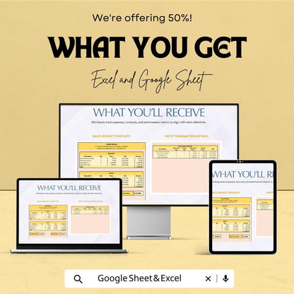Sales Team Budget Sheet | Excel and Google Sheet | Sales Expense Forecast Template | Business Budget Tracker | Sales Planner Tool