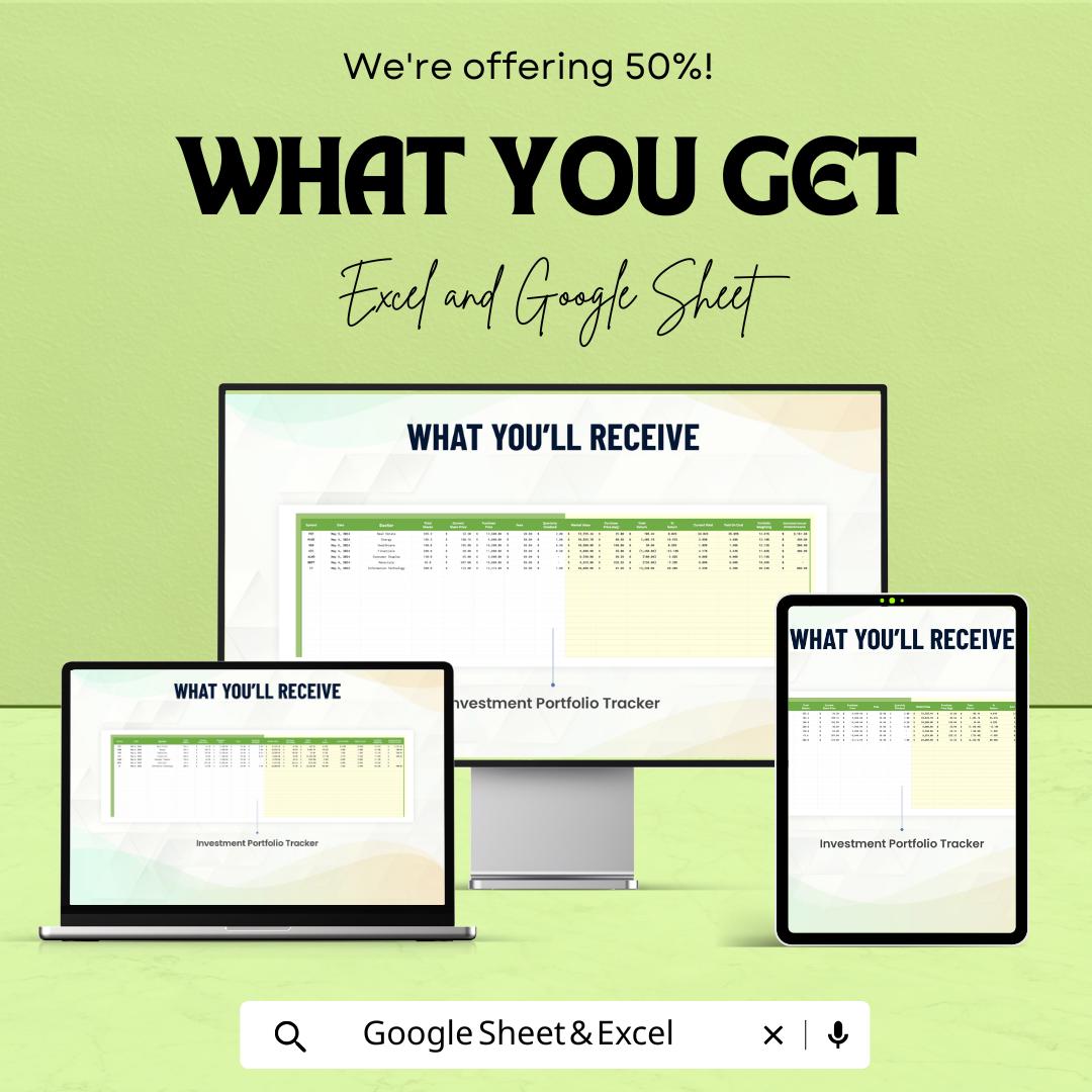 Financial Investment Portfolio Dashboard | Google Sheets Template for Investment Tracking | Portfolio Management & Performance Analysis