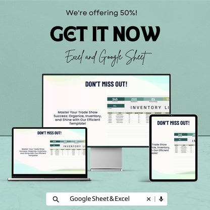 Sales Trade Show Inventory List Template  | Event Inventory Tracker | Booth Inventory Spreadsheet | Trade Show Stock List
