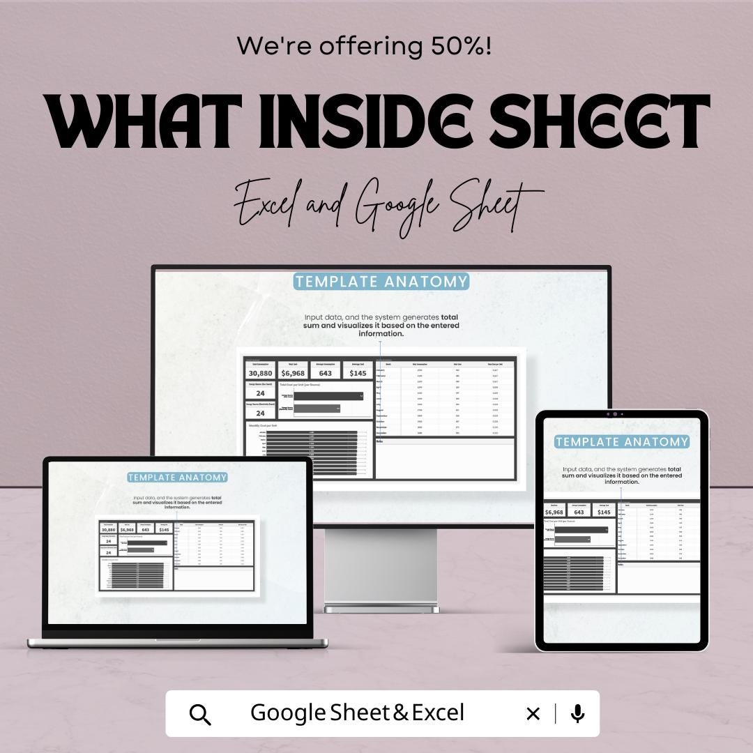 Operations Energy Consumption Dashboard Template | Energy Tracking Spreadsheet | Excel & Google Sheets