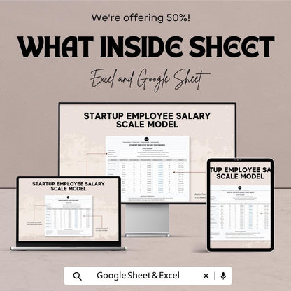 Startup Salary Scale Template | Employee Compensation Model | Salary Structure Spreadsheet | Payroll Planning Tool