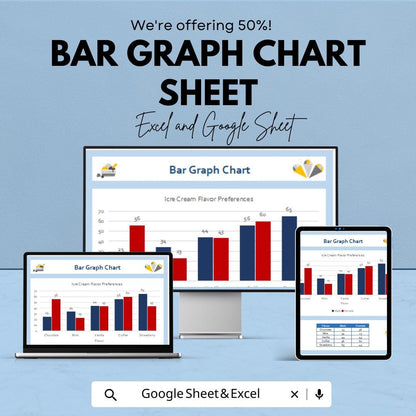 Bar Graph Chart Template for Excel & Google Sheets – Ice Cream Flavor Preferences Data Visualization – Customizable Bar Chart Sheet