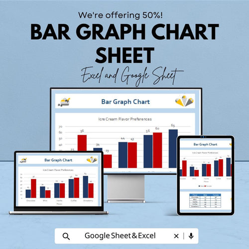 Bar Graph Chart Template for Excel & Google Sheets – Ice Cream Flavor Preferences Data Visualization – Customizable Bar Chart Sheet