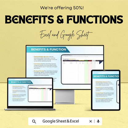 Campaign Budget Planner Advertising Sheet | Google Sheet & Excel Template | Marketing Campaign Budget Management