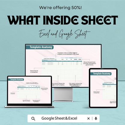 Property Management Template | Rental Property Tracker | Real Estate Portfolio Spreadsheet | Landlord Management Dashboard