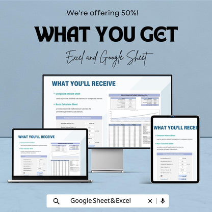 Compound Interest Calculator Template | Investment Calculator | Financial Planning Spreadsheet | Interest Growth Tracker