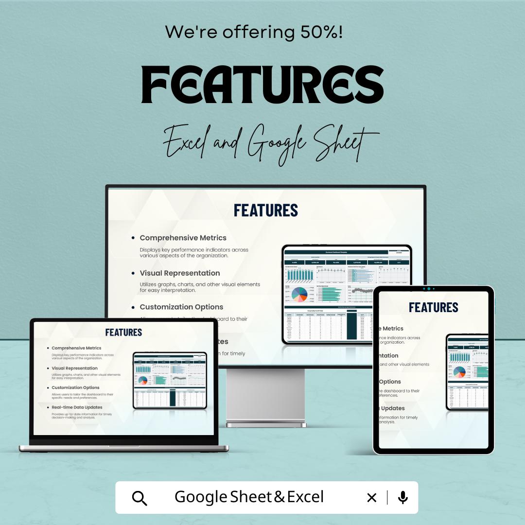 Scorecard Dashboard Template | Excel and Google Sheets KPI Tracker | Business Performance Dashboard | Data Analytics & KPI Report Template