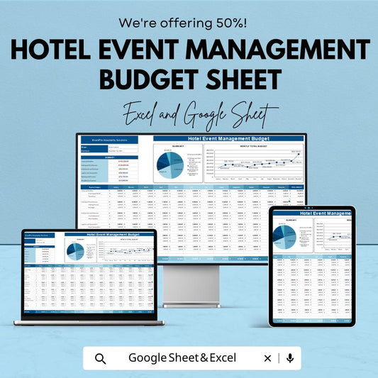 Hotel Event Management Budget Sheet | Excel and Google Sheet Template | Cost Tracking & Planning | Event Budget Planner for Hotels